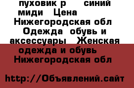 пуховик р.48. синий миди › Цена ­ 4 000 - Нижегородская обл. Одежда, обувь и аксессуары » Женская одежда и обувь   . Нижегородская обл.